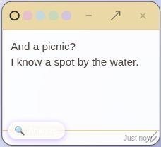 A real sticky note added beside the received plan: And a picnic? I know a spot by the water.